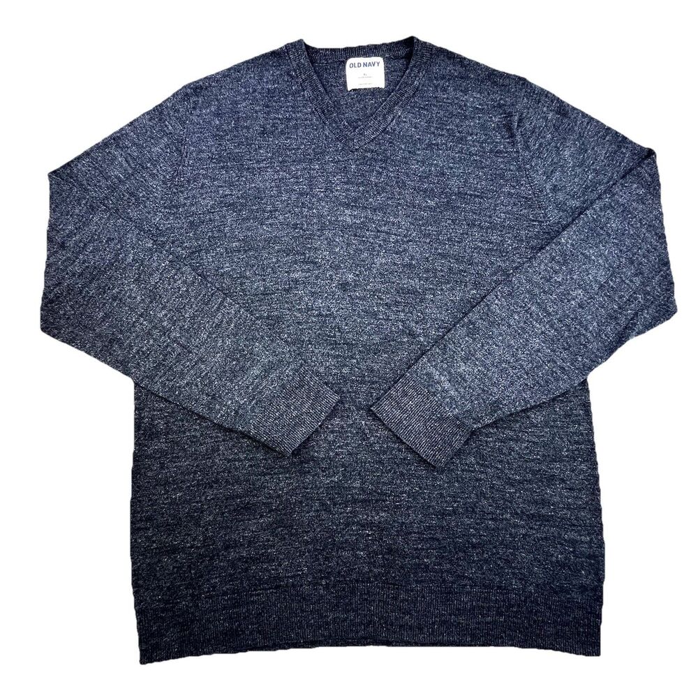Vintage Old Navy Sweater Men's XL Gray V-Neck Cotton Blend Soft Casual